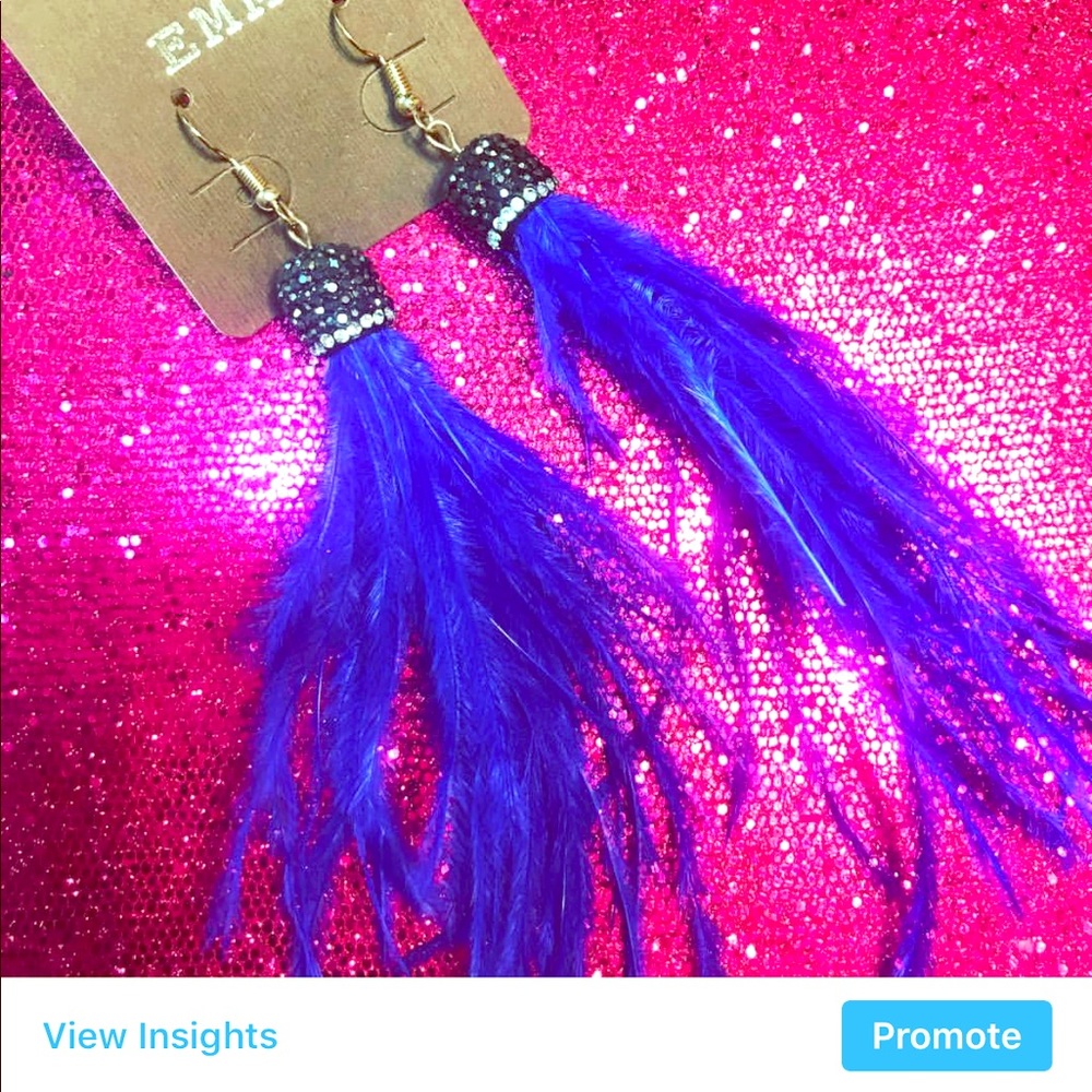 Royal blue feather earrings